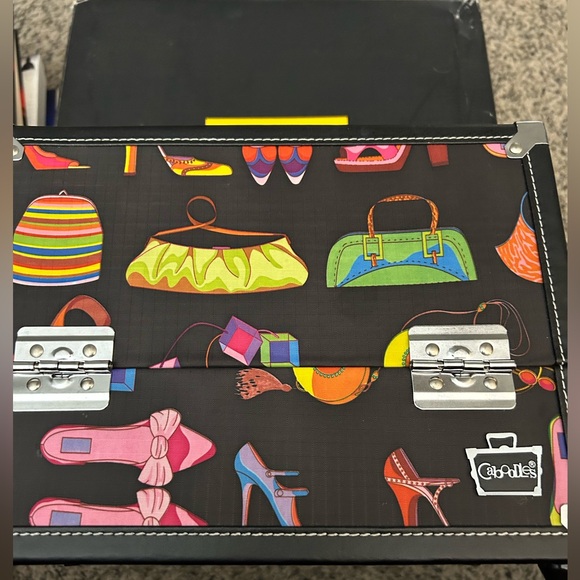 Like New. Caboodle Makeup Organizer Train Case. Black with purse & heels design. - Picture 6 of 10